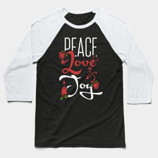 Christmas: Peace Love & Joy Baseball T-Shirt